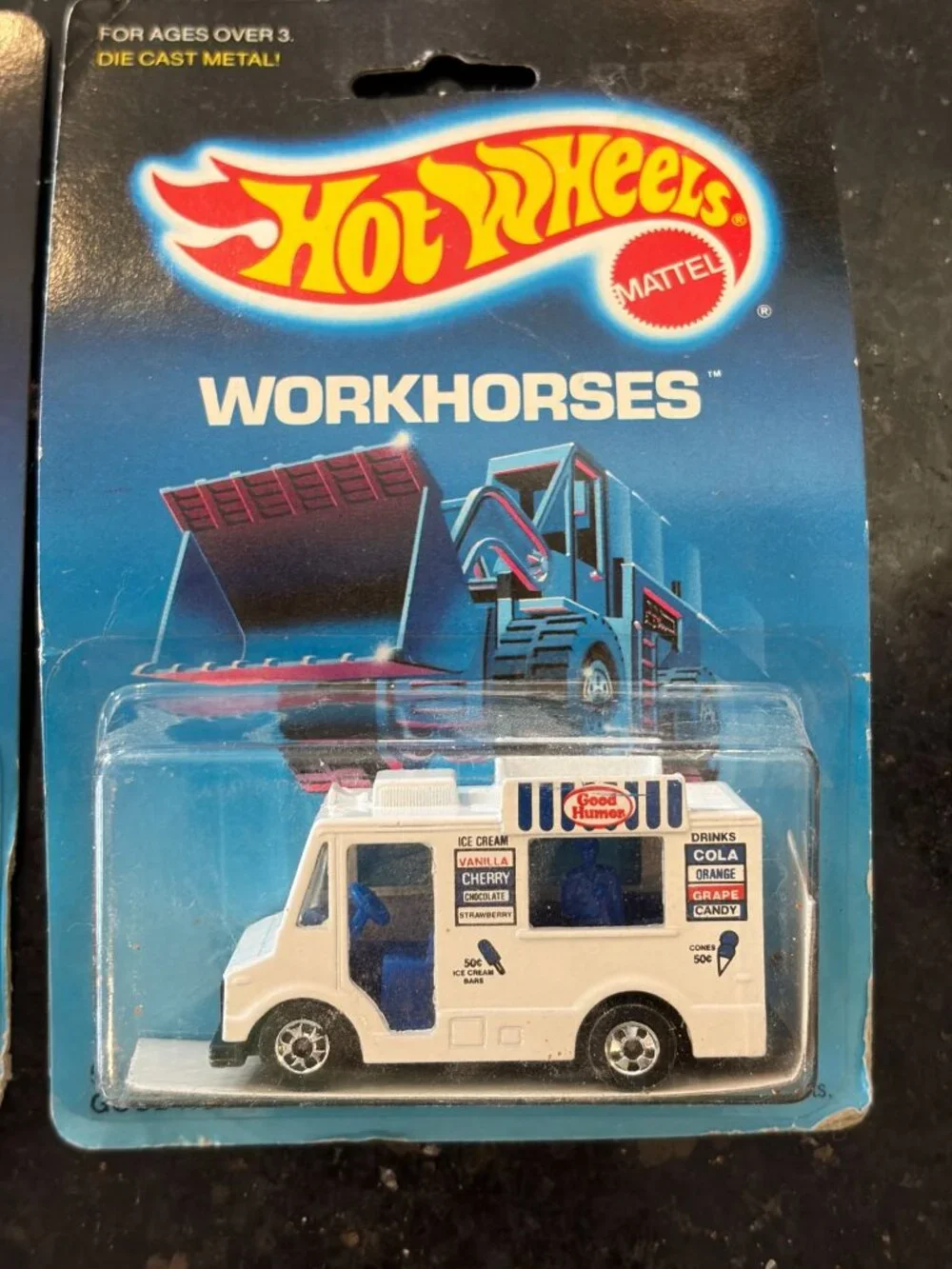 Lot 2 Vintage 1986 Hot Wheels Workhorses Rapid Transit School Bus Ice Cream Truc